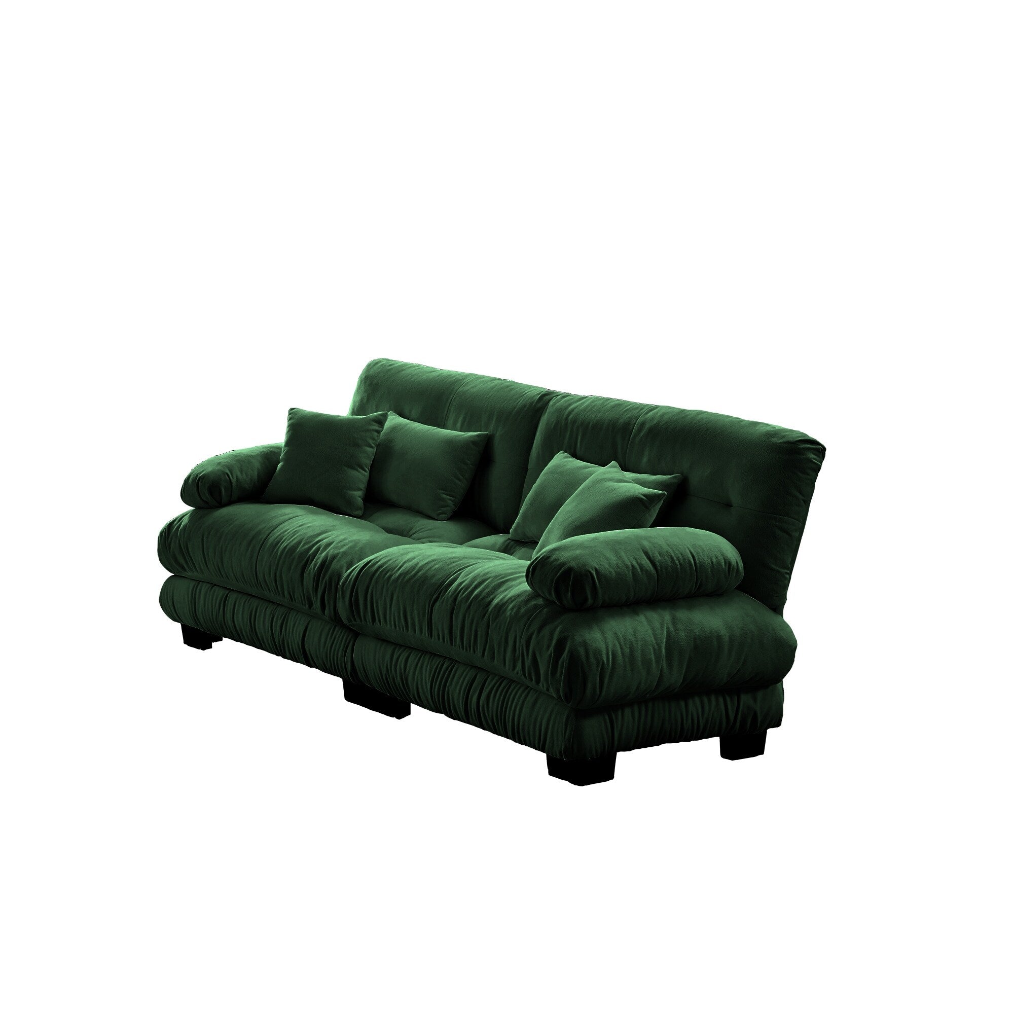 Cloud Couch 2 Seater Sofa for Living Room, Chenille 2 - Seat sofa with 2 Lumbar pillows and 2 throw pillows,Chenille Green