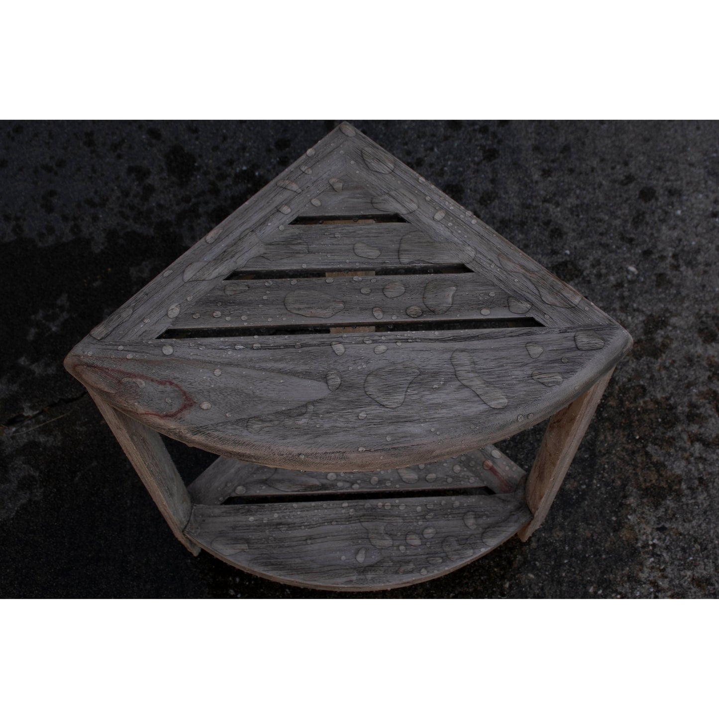 CoastalVogue, Teak Corner Shower Shelf, Shower Stool for Shaving Legs, Shower Foot Stool, Teak Shower Stool, Corner Shower Stool