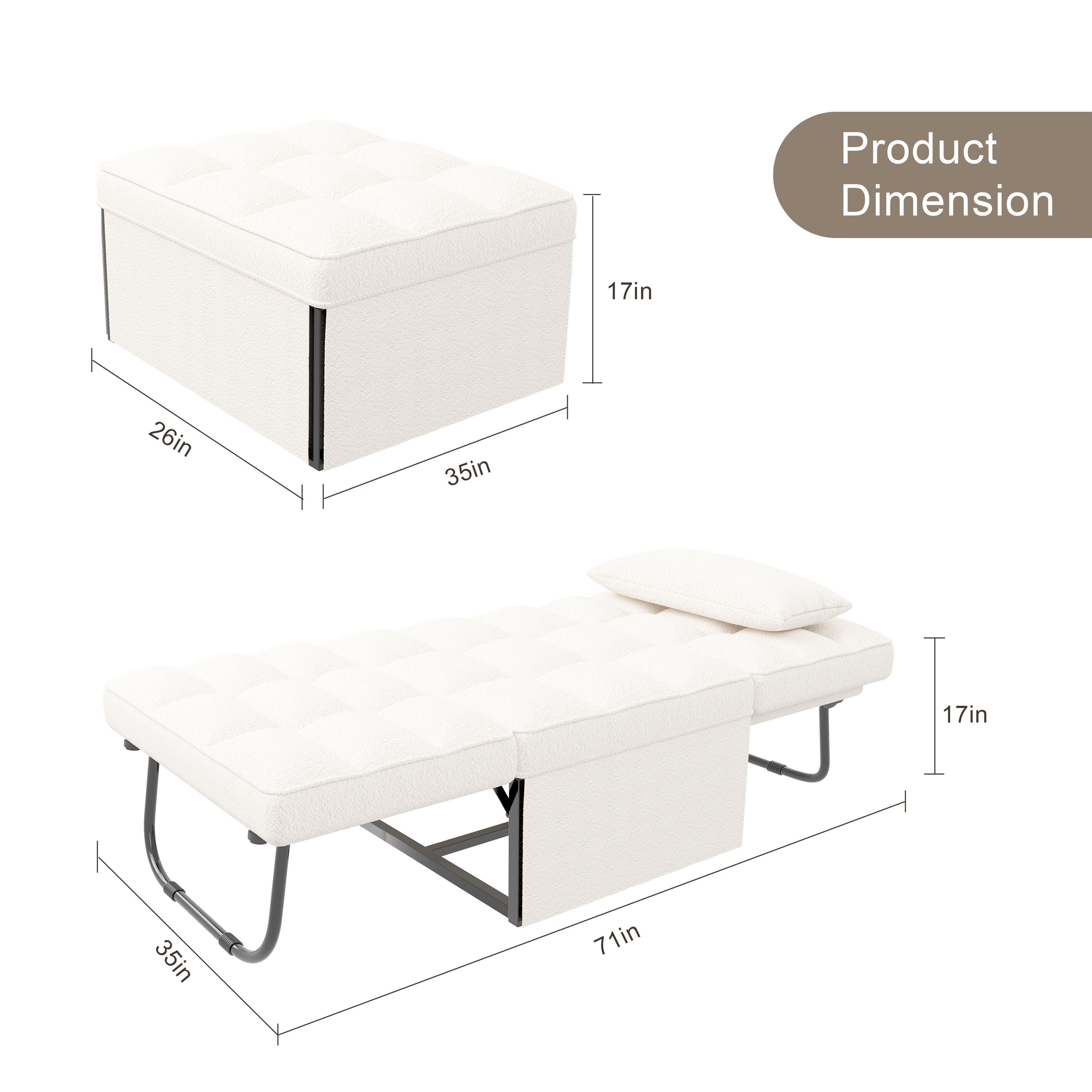 Convertible Sofa Bed Sleeper Sofa Chair Couch Folding Ottoman Recliner Chairs for Living Room