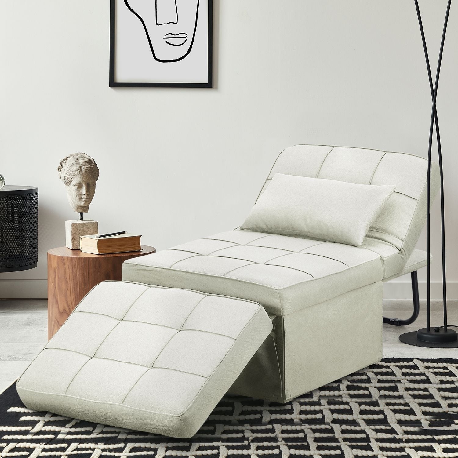 Convertible Sofa Bed Sleeper Sofa Chair Couch Folding Ottoman Recliner Chairs for Living Room