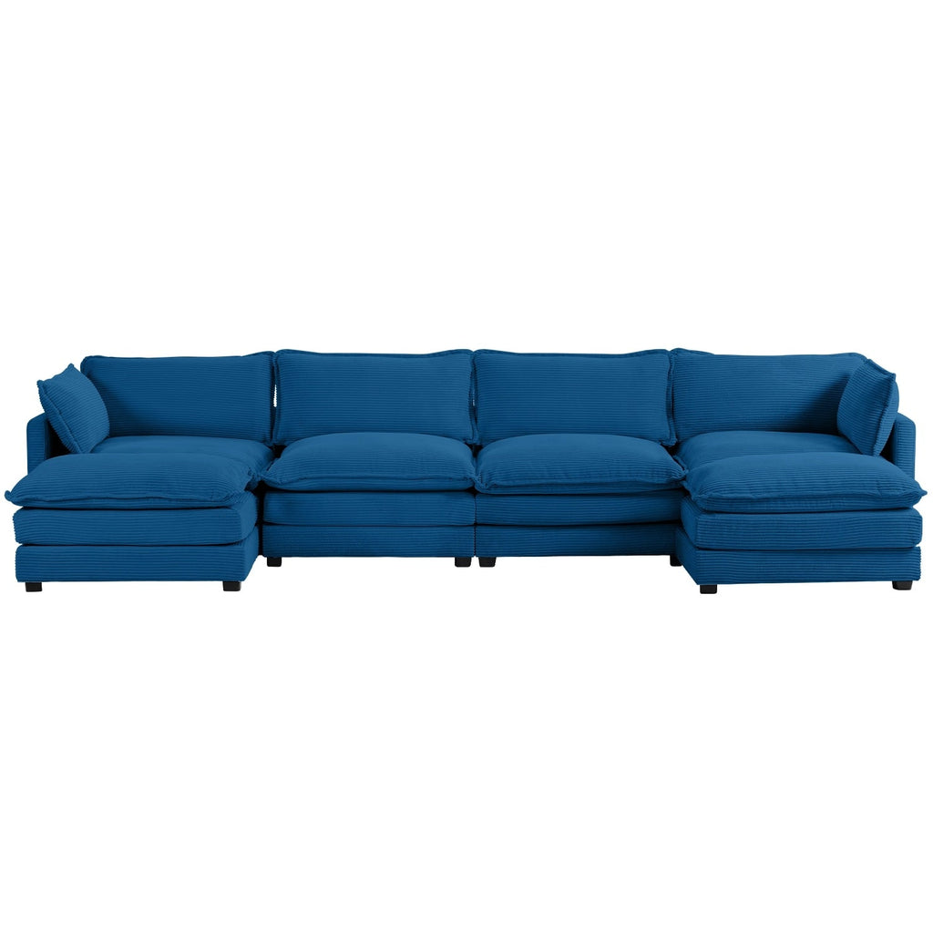 Corduroy Sectional Sofa with Removable Ottomans & Ultra-soft Cushions for Living Room & Bedroom