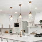 Elisie Mid-century Modern Pendant Light 1-Light Waterfall Glass Hammered Dome Kitchen Island Lighting Dining Room