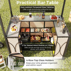 Costway 3 PCS Patio Bar Set with Tempered Glass Bar Table Metal - See Details