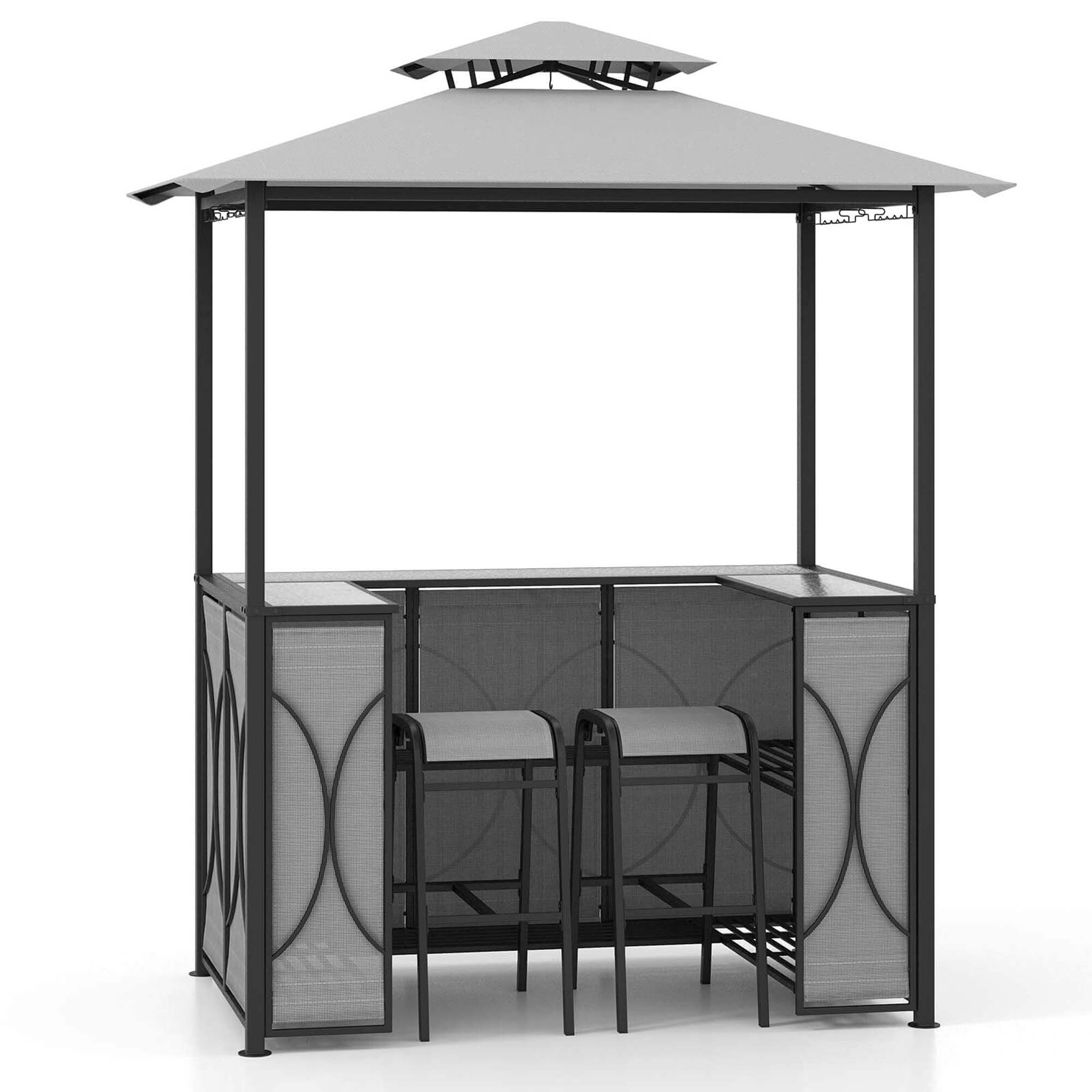 Costway 3 PCS Patio Bar Set with Tempered Glass Bar Table Metal - See Details