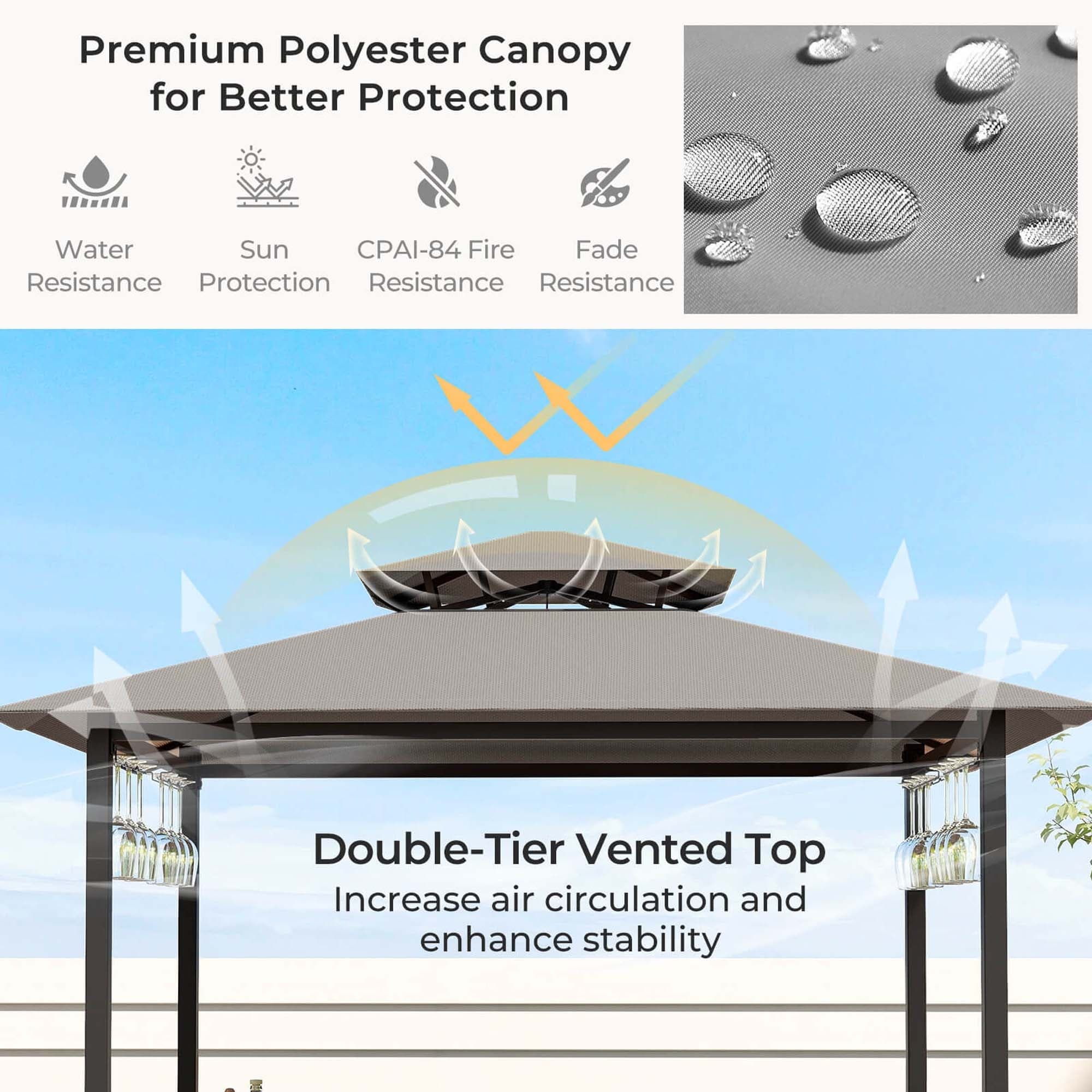 Costway 3 PCS Patio Bar Set with Tempered Glass Bar Table Metal - See Details