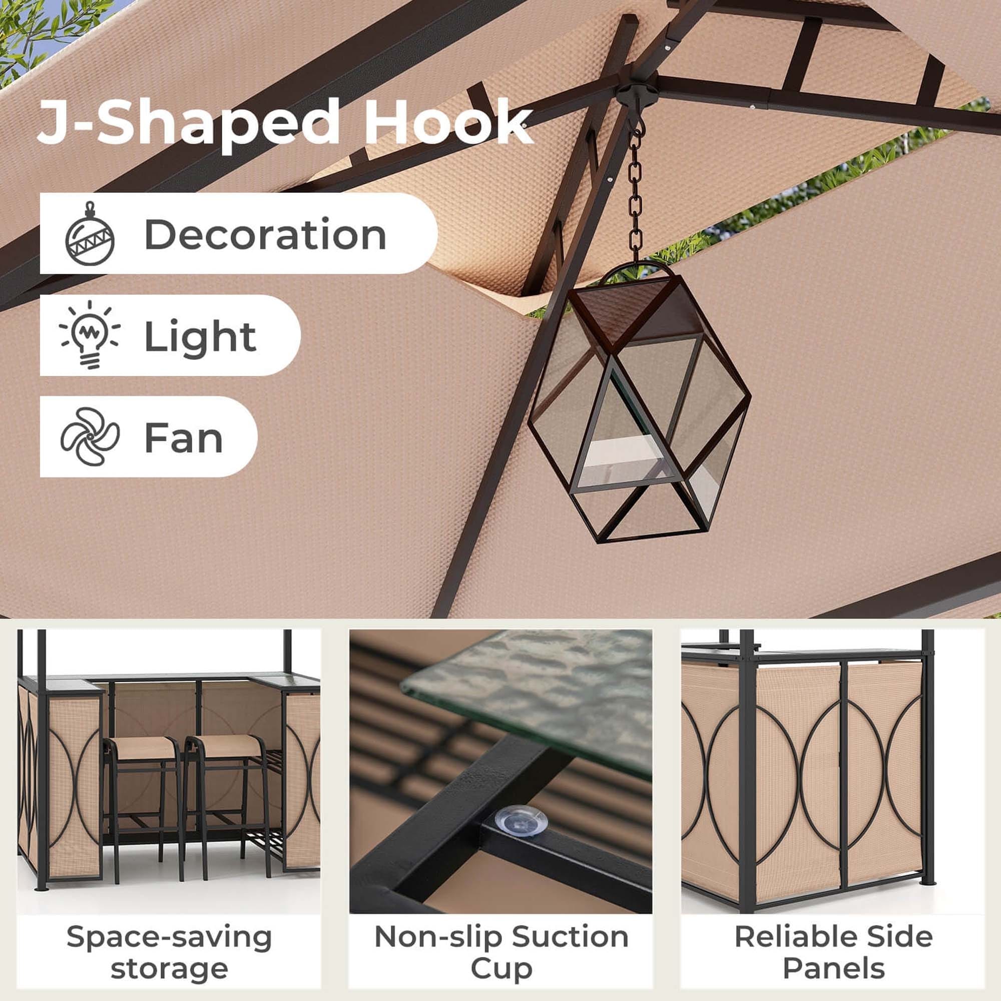 Costway 3 PCS Patio Bar Set with Tempered Glass Bar Table Metal - See Details