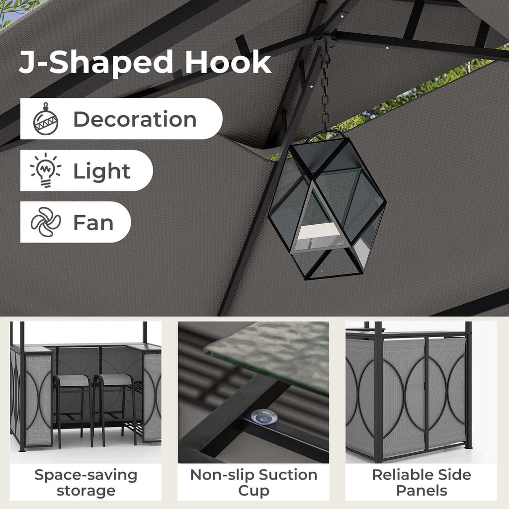 Costway 3 PCS Patio Bar Set with Tempered Glass Bar Table Metal - See Details
