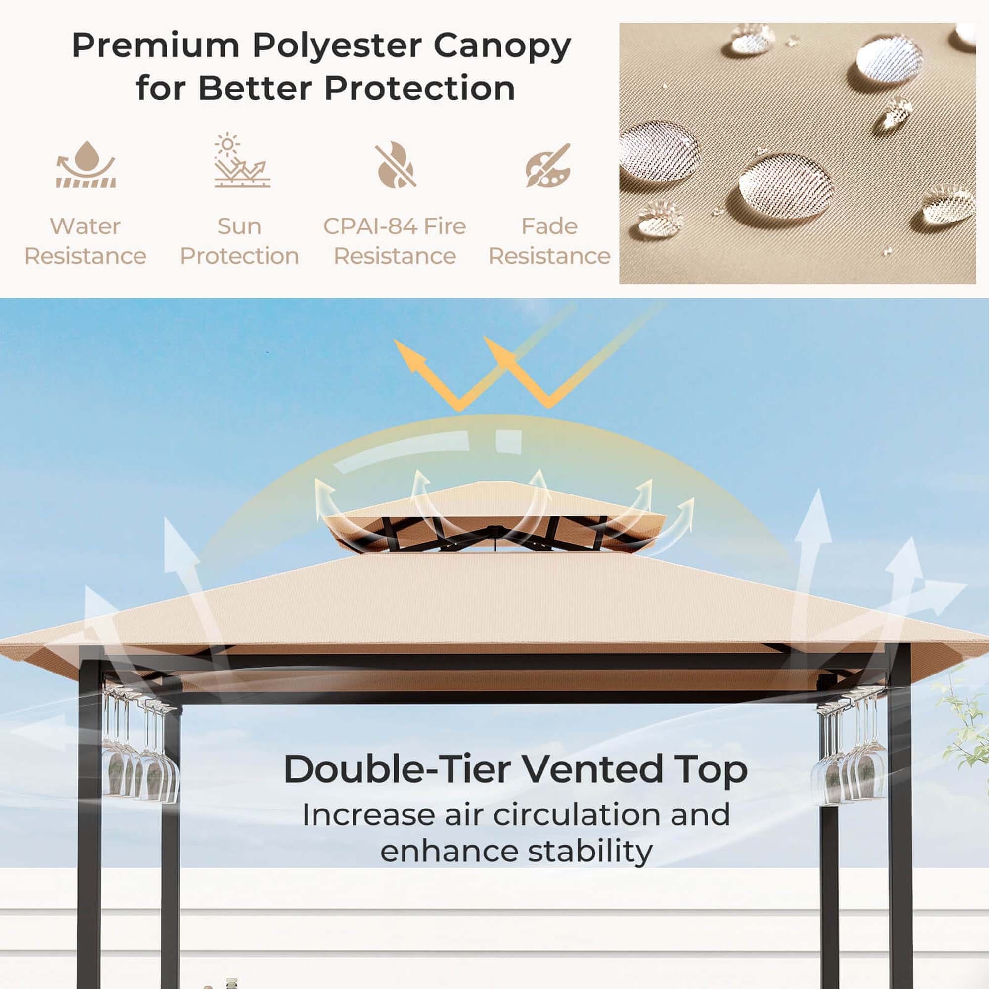 Costway 3 PCS Patio Bar Set with Tempered Glass Bar Table Metal - See Details