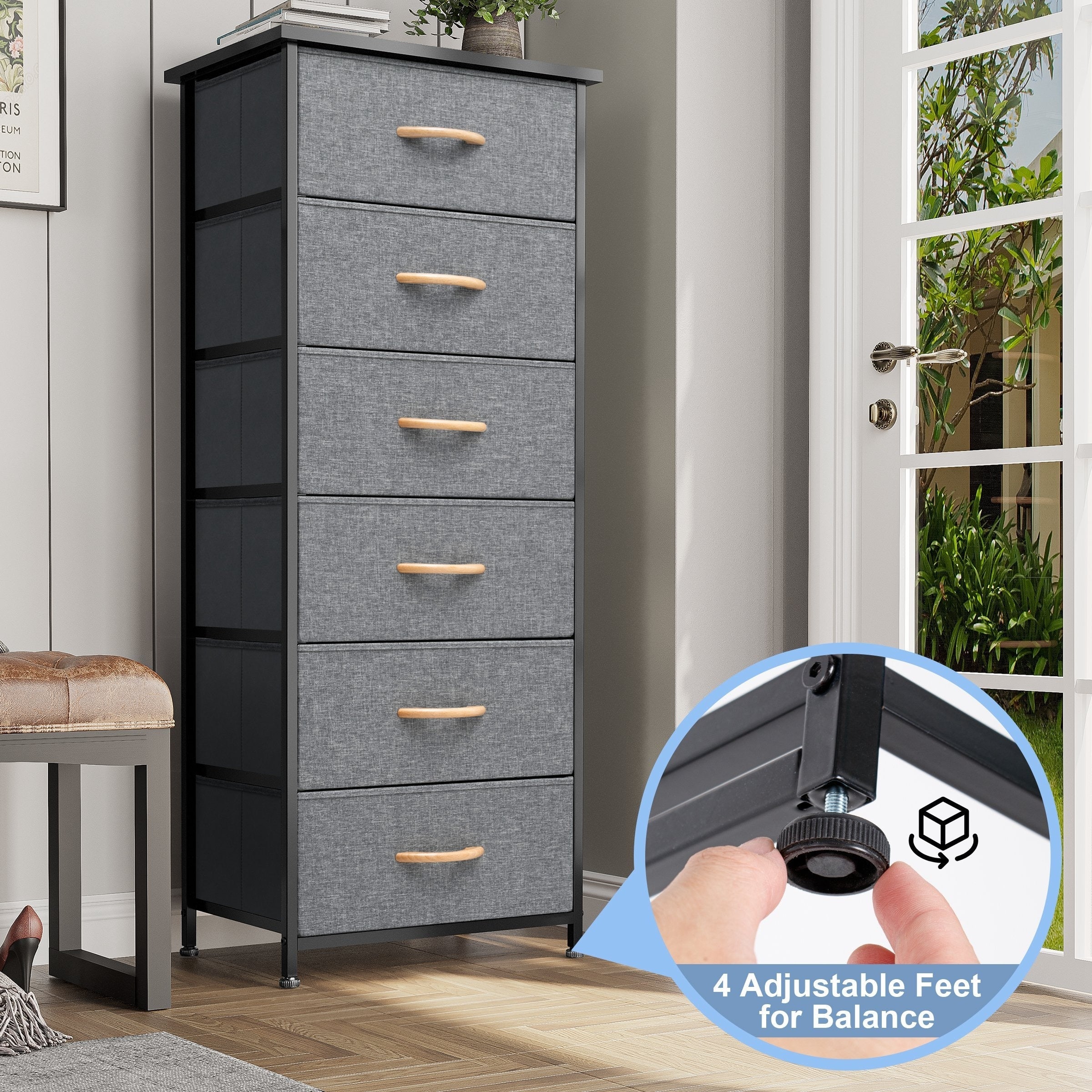 Crestlive Products 6 Drawers Vertical Dresser Storage Tower with Wood Top
