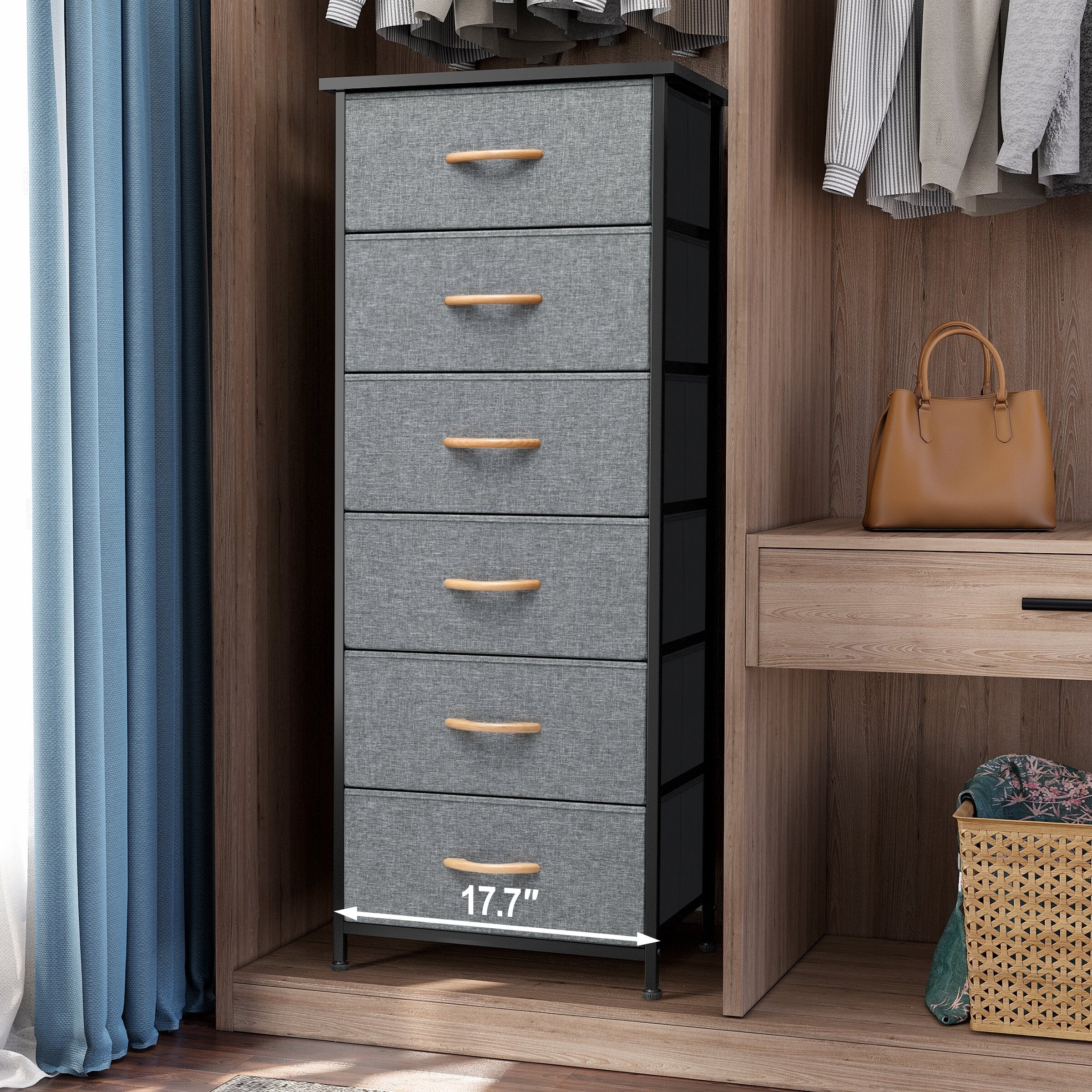 Crestlive Products 6 Drawers Vertical Dresser Storage Tower with Wood Top
