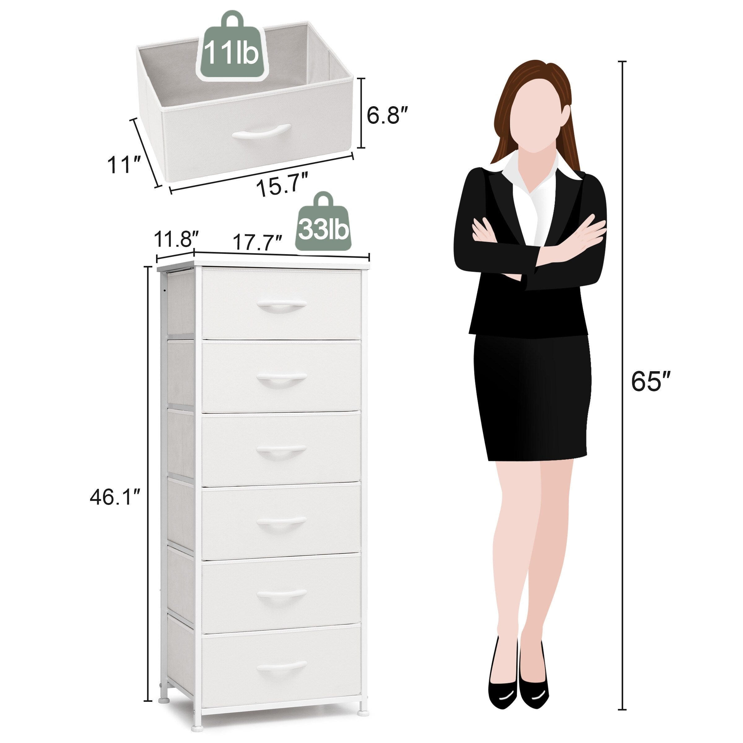 Crestlive Products 6 Drawers Vertical Dresser Storage Tower with Wood Top