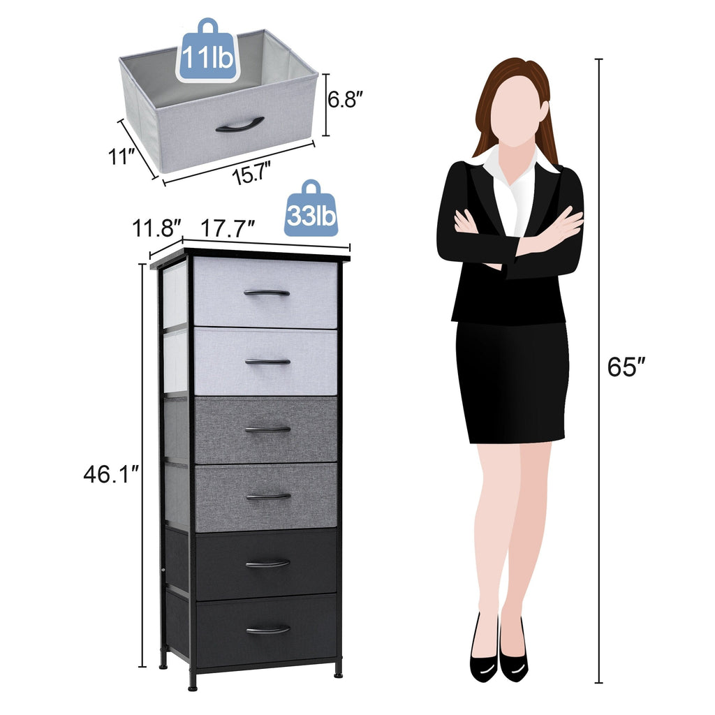 Crestlive Products 6 Drawers Vertical Dresser Storage Tower with Wood Top