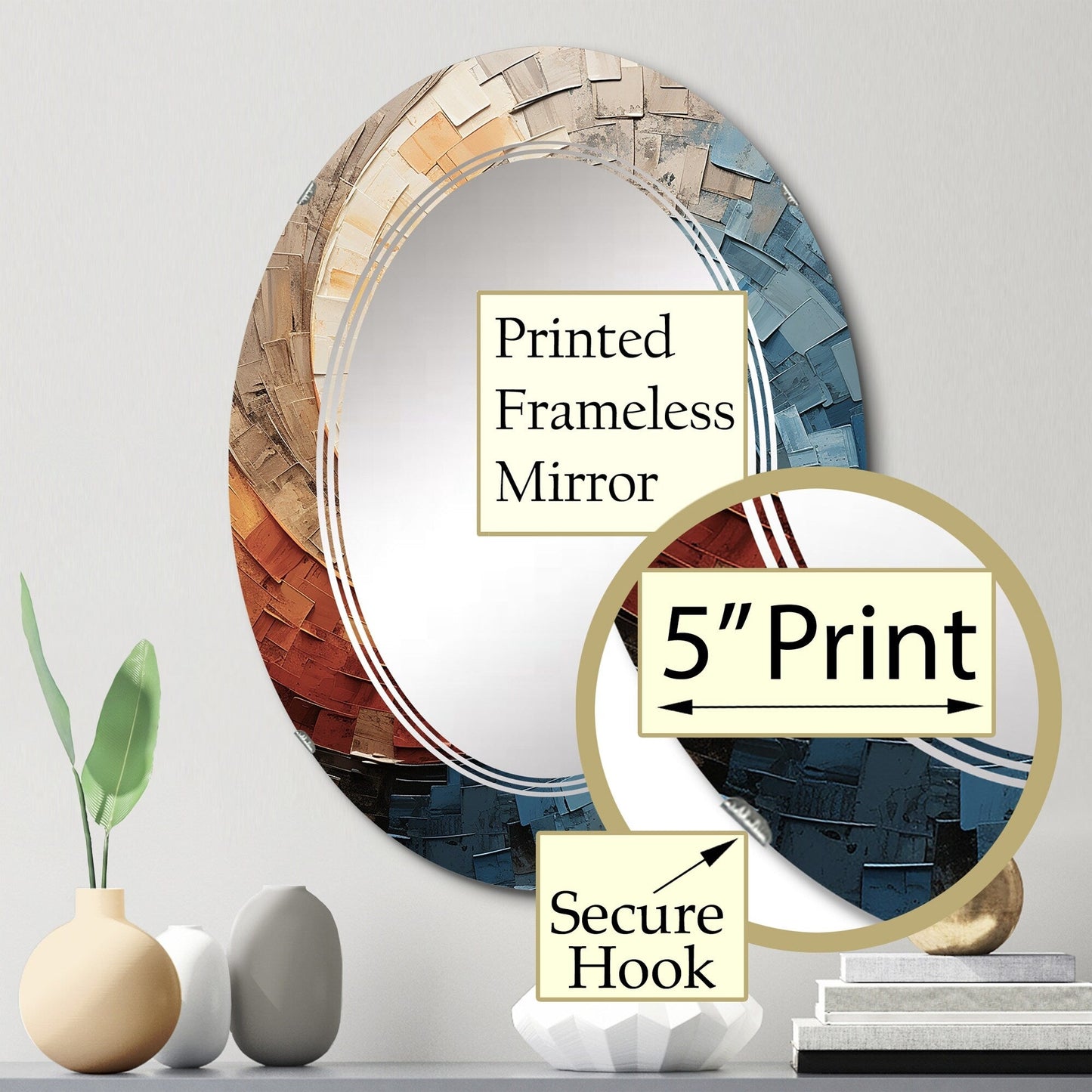 Designart Collaged Spiral Abstract Modern Wall Mirror