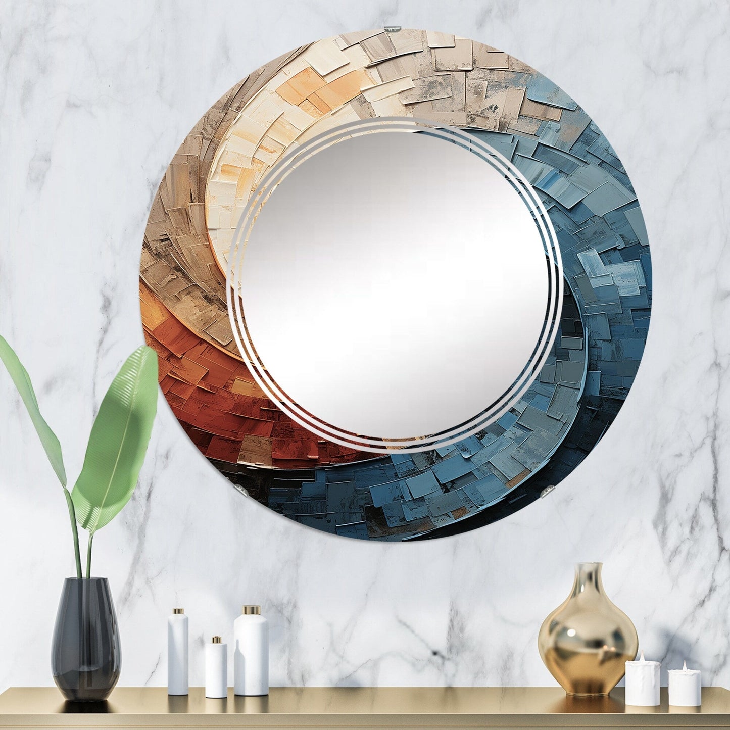 Designart Collaged Spiral Abstract Modern Wall Mirror