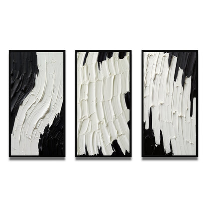 Designart Momentary Spirit Black And White Abstract II Abstract Painting Frame Gallery Wall Set Of 3 For Home Decor