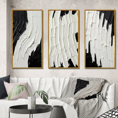 Designart Momentary Spirit Black And White Abstract II Abstract Painting Frame Gallery Wall Set Of 3 For Home Decor
