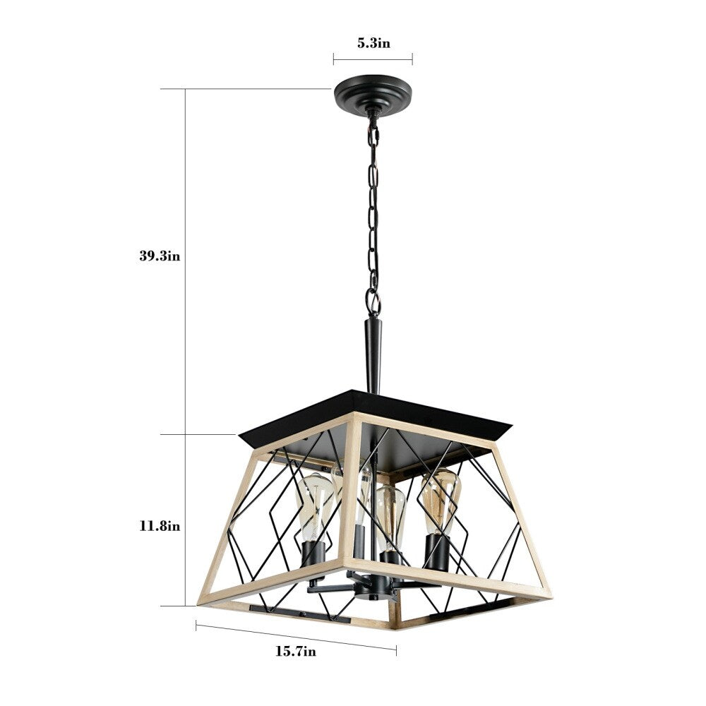 Dimmable 4-Light Farmhouse Chandeliers Light for Dining Room No Bulb