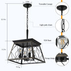 Dimmable 4-Light Farmhouse Chandeliers Light for Dining Room No Bulb