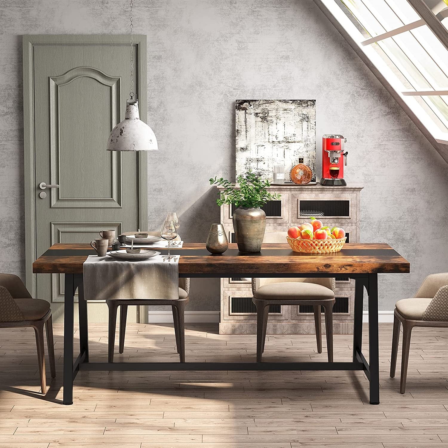 Dining Table for 8 People, 70.87-inch Rectangular Wood Kitchen Table