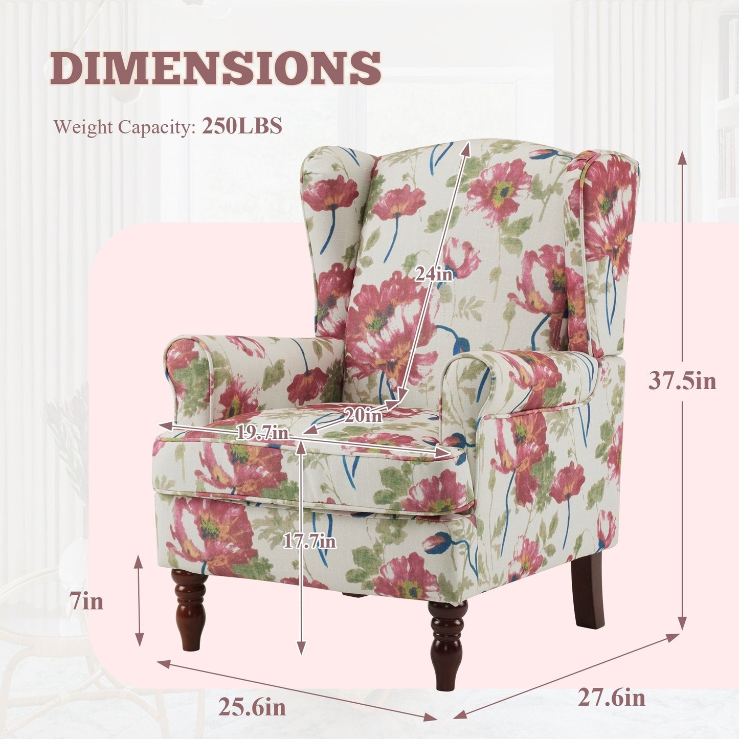 Erommy Modern Accent Chair, High Back Armchair, Upholstered Fabric Button Single Sofa with Wooden Legs for Living Room