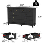 10 Drawer Double Dresser for Bedroom White Dresser Wide Storage