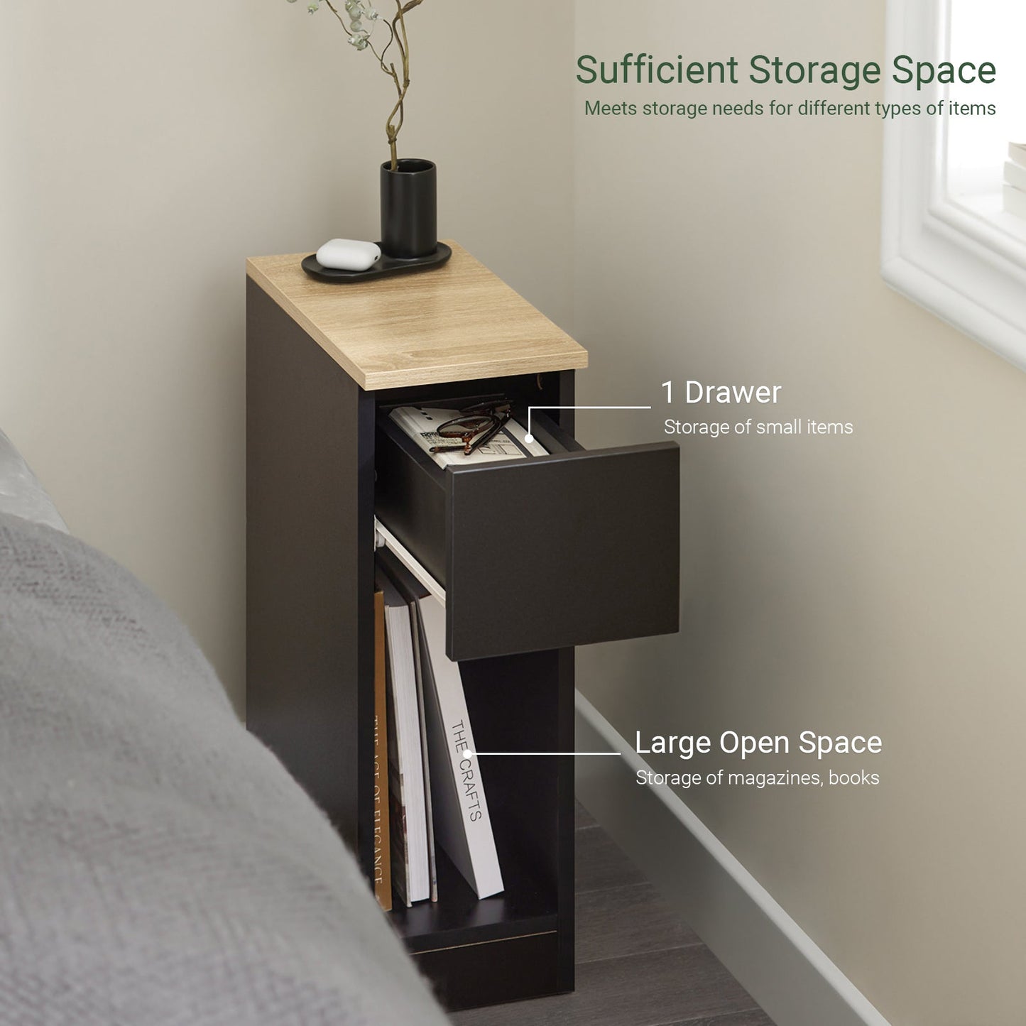 SoBuy Table de chevet, table d'appoint, table basse, table de canapé FBT111-SCH