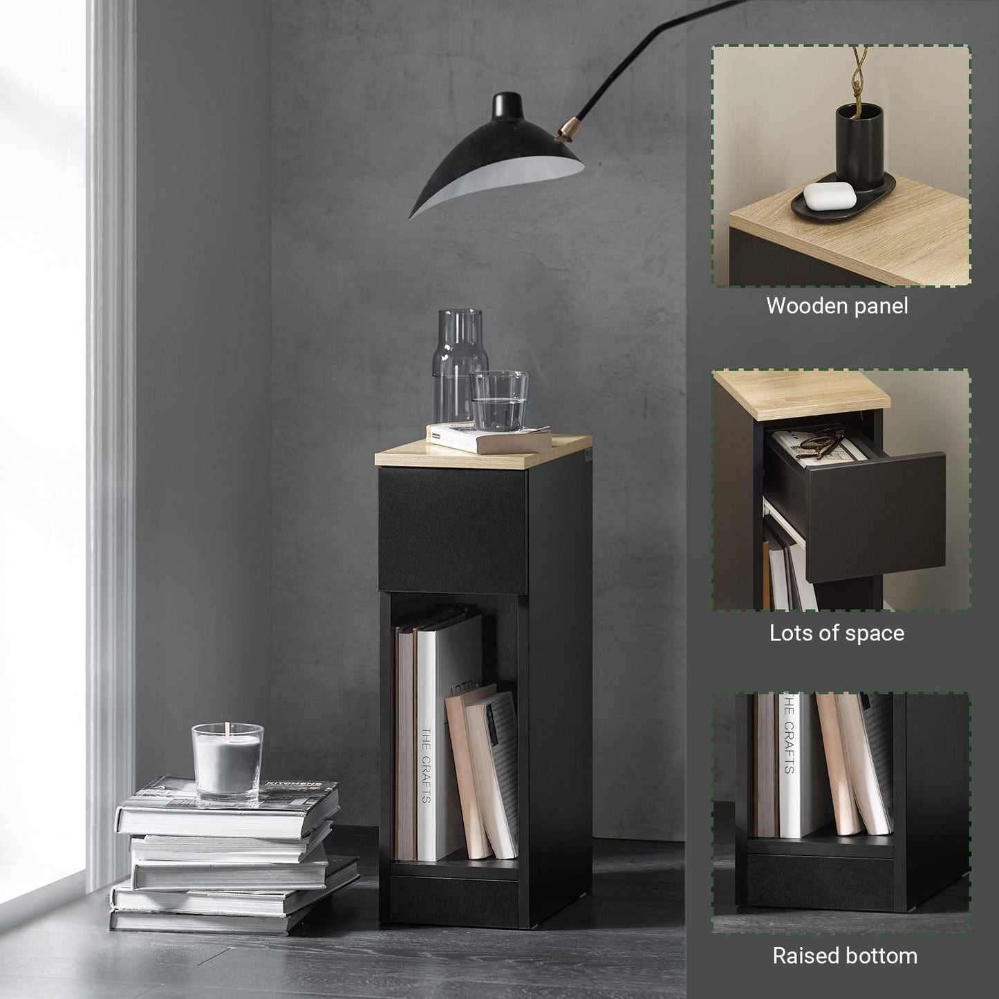 SoBuy Table de chevet, table d'appoint, table basse, table de canapé FBT111-SCH