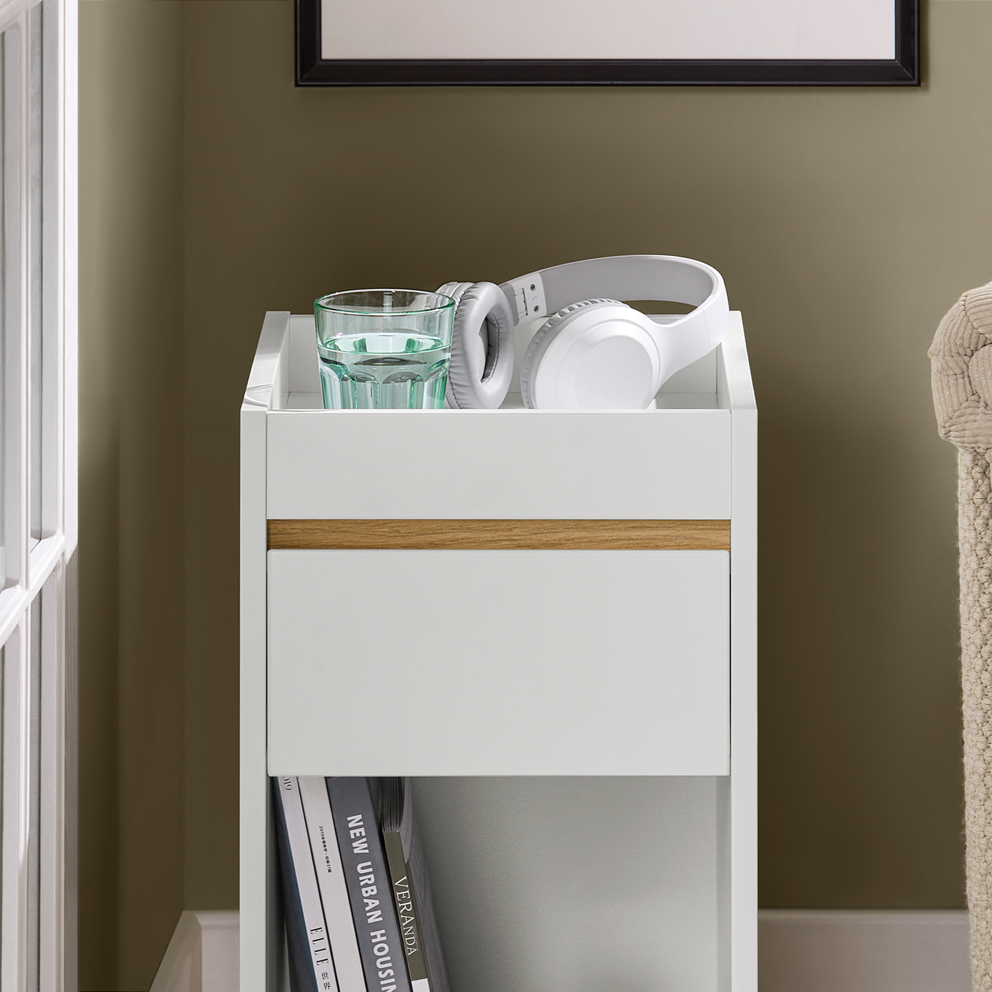 SoBuy Table de chevet, table d'appoint, table basse, table de canapé FBT137-W