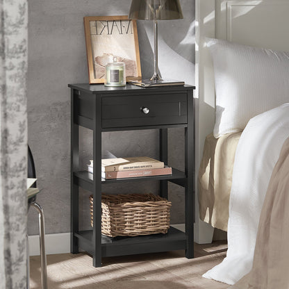 Table d'appoint SoBuy avec tiroirs, noire, FBT46-SCH