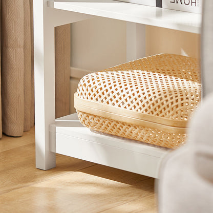 SoBuy FBT46-W, Table de chevet avec 1 tiroir et 2 étagères, Table d'appoint avec lampe, Table de nuit, Blanc