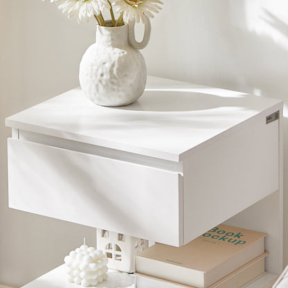 Table de chevet en bois blanc SoBuy Home avec tiroir et étagères de rangement, FBT49-W