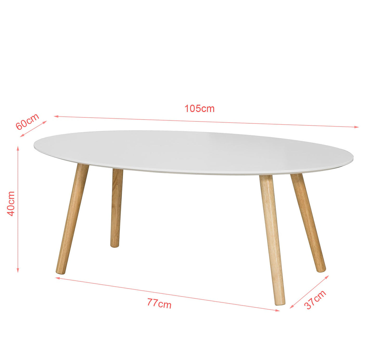 Table basse ovale en bois SoBuy, table d'appoint pour salon FBT61-W