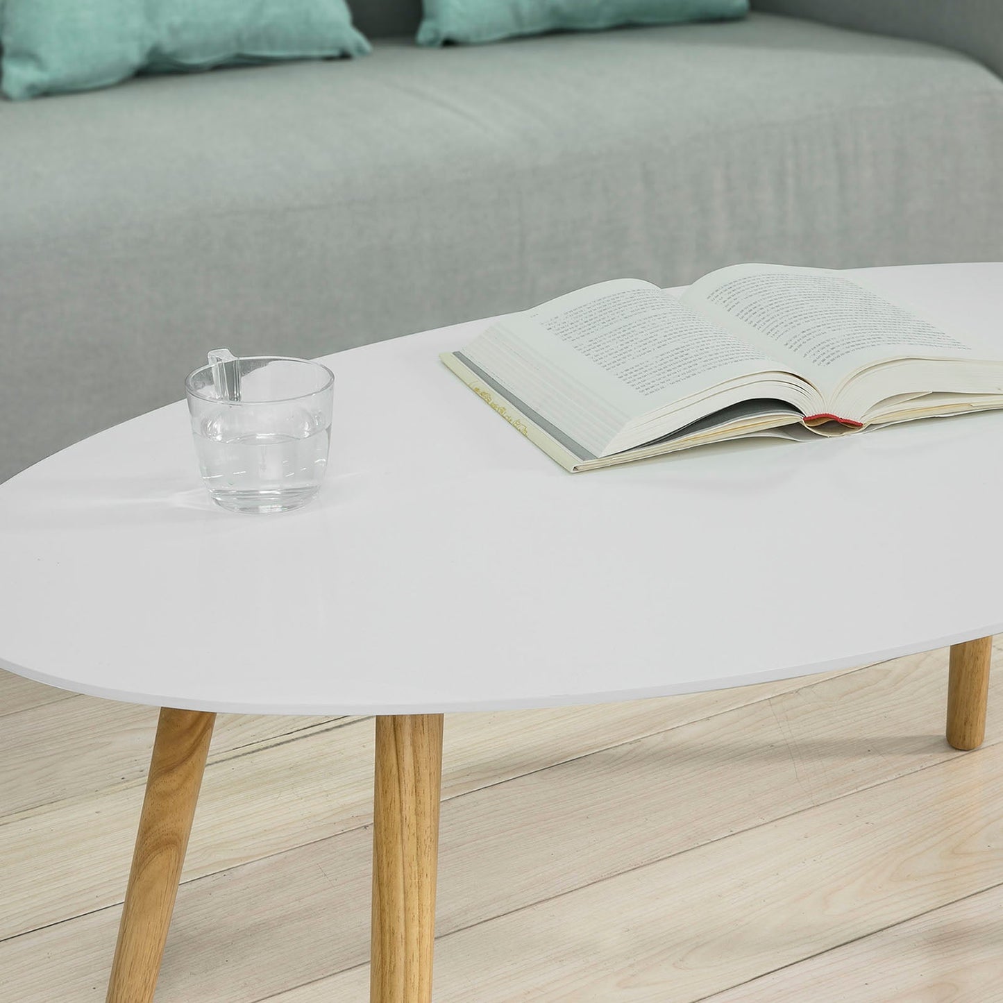 Table basse ovale en bois SoBuy, table d'appoint pour salon FBT61-W