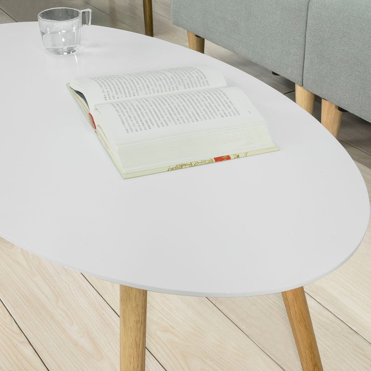 Table basse ovale en bois SoBuy, table d'appoint pour salon FBT61-W