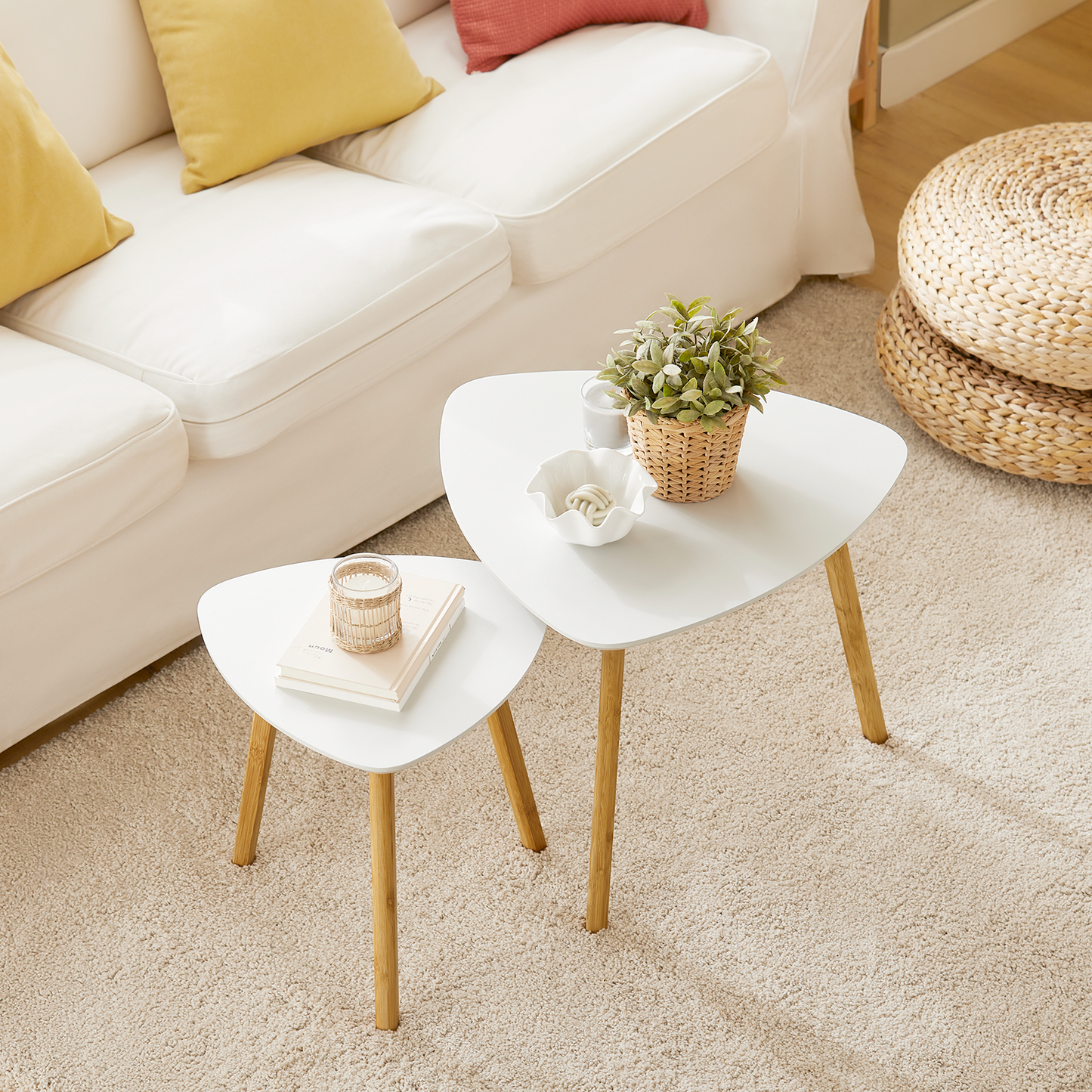 Tables gigognes SoBuy, lot de 2 tables d'appoint, tables basses, FBT74-W