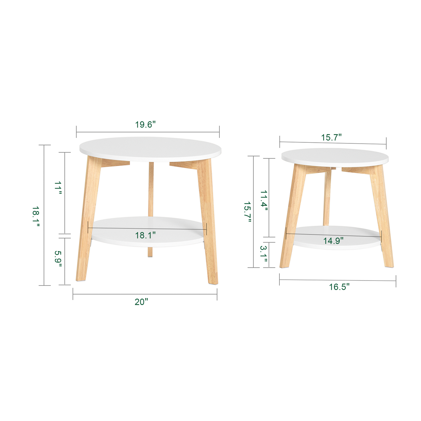 Ensemble de 2 tables d'appoint gigognes SoBuy avec rangement, FBT75-W