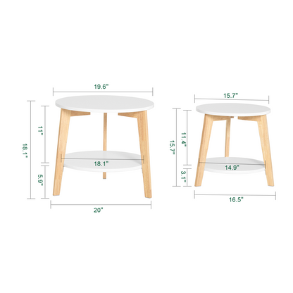 Ensemble de 2 tables d'appoint gigognes SoBuy avec rangement, FBT75-W