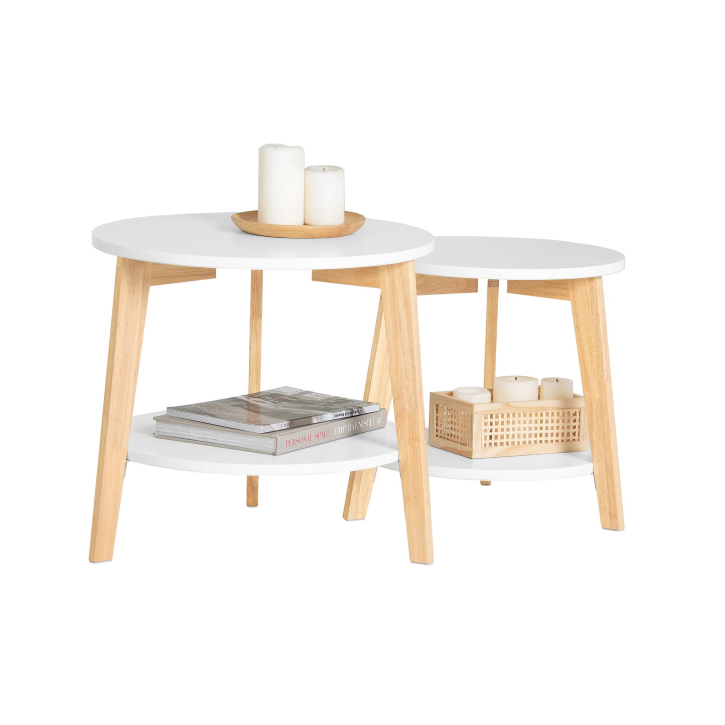 Ensemble de 2 tables d'appoint gigognes SoBuy avec rangement, FBT75-W