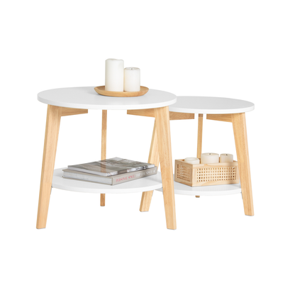 Ensemble de 2 tables d'appoint gigognes SoBuy avec rangement, FBT75-W