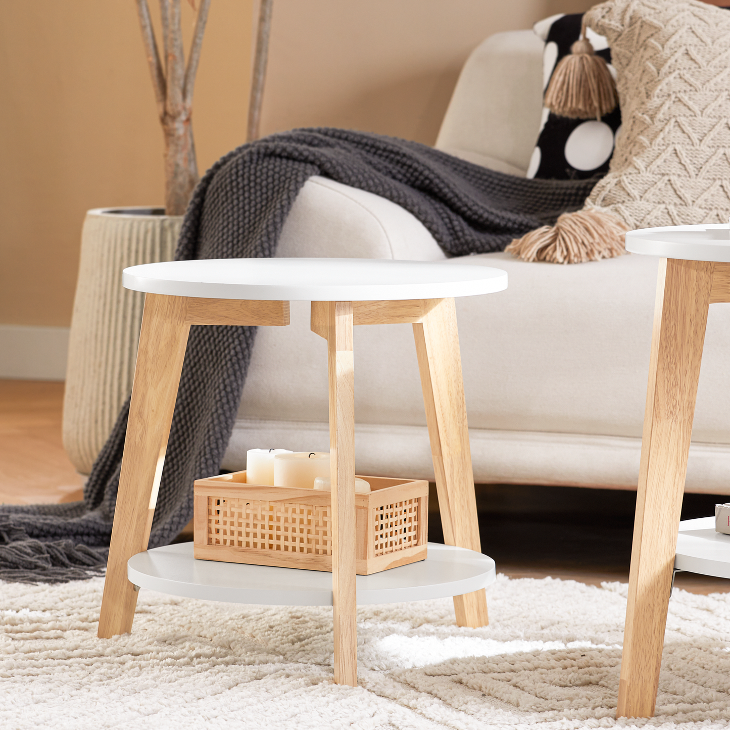 Ensemble de 2 tables d'appoint gigognes SoBuy avec rangement, FBT75-W