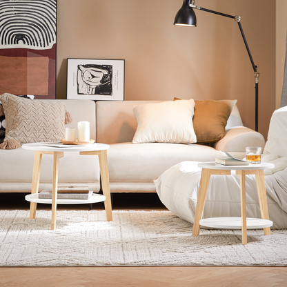 Ensemble de 2 tables d'appoint gigognes SoBuy avec rangement, FBT75-W