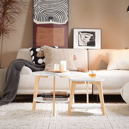 Ensemble de 2 tables d'appoint gigognes SoBuy avec rangement, FBT75-W