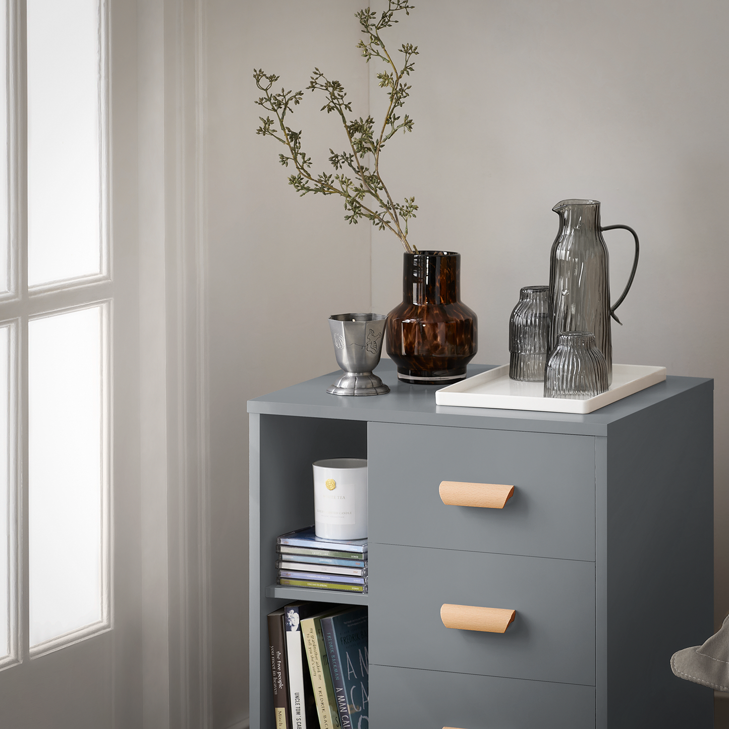 SoBuy Table de chevet, table d'appoint, table basse, table de nuit, table de lampe FBT95-HG