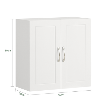 Meuble de rangement mural SoBuy à double porte, idéal pour la cuisine, la salle de bain, le garage ou la buanderie, blanc FRG231-W