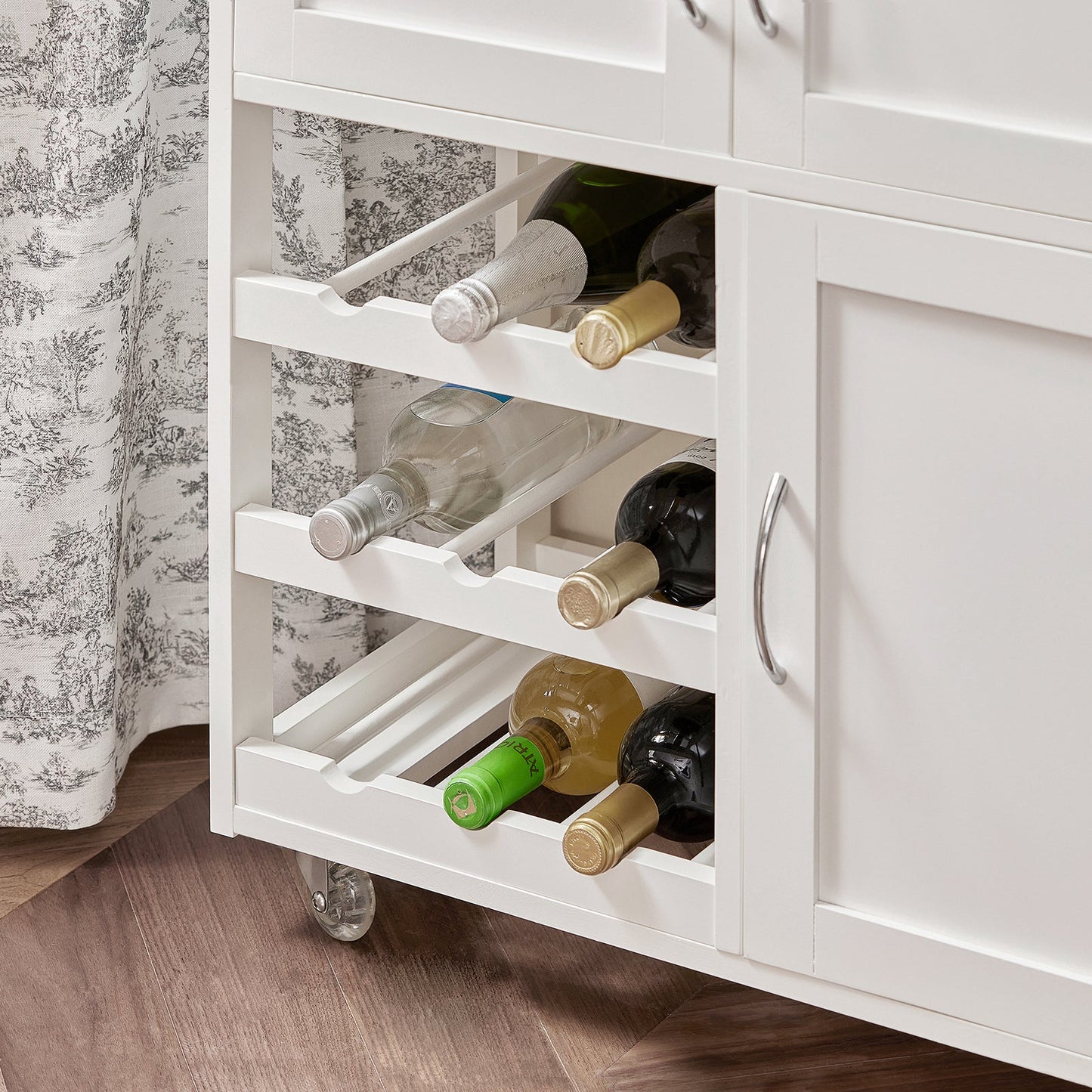 SoBuy FKW45-WN, Chariot de service de rangement de cuisine avec plan de travail en bois d'hévéa, Armoire de rangement de cuisine