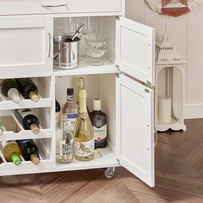 SoBuy FKW45-WN, Chariot de service de rangement de cuisine avec plan de travail en bois d'hévéa, Armoire de rangement de cuisine