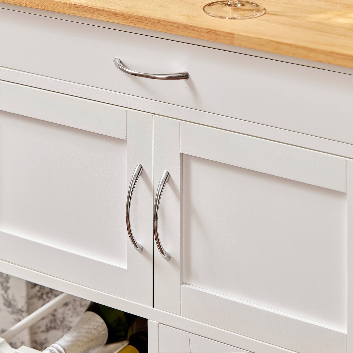 SoBuy FKW45-WN, Chariot de service de rangement de cuisine avec plan de travail en bois d'hévéa, Armoire de rangement de cuisine