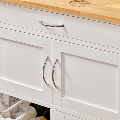 SoBuy FKW45-WN, Chariot de service de rangement de cuisine avec plan de travail en bois d'hévéa, Armoire de rangement de cuisine