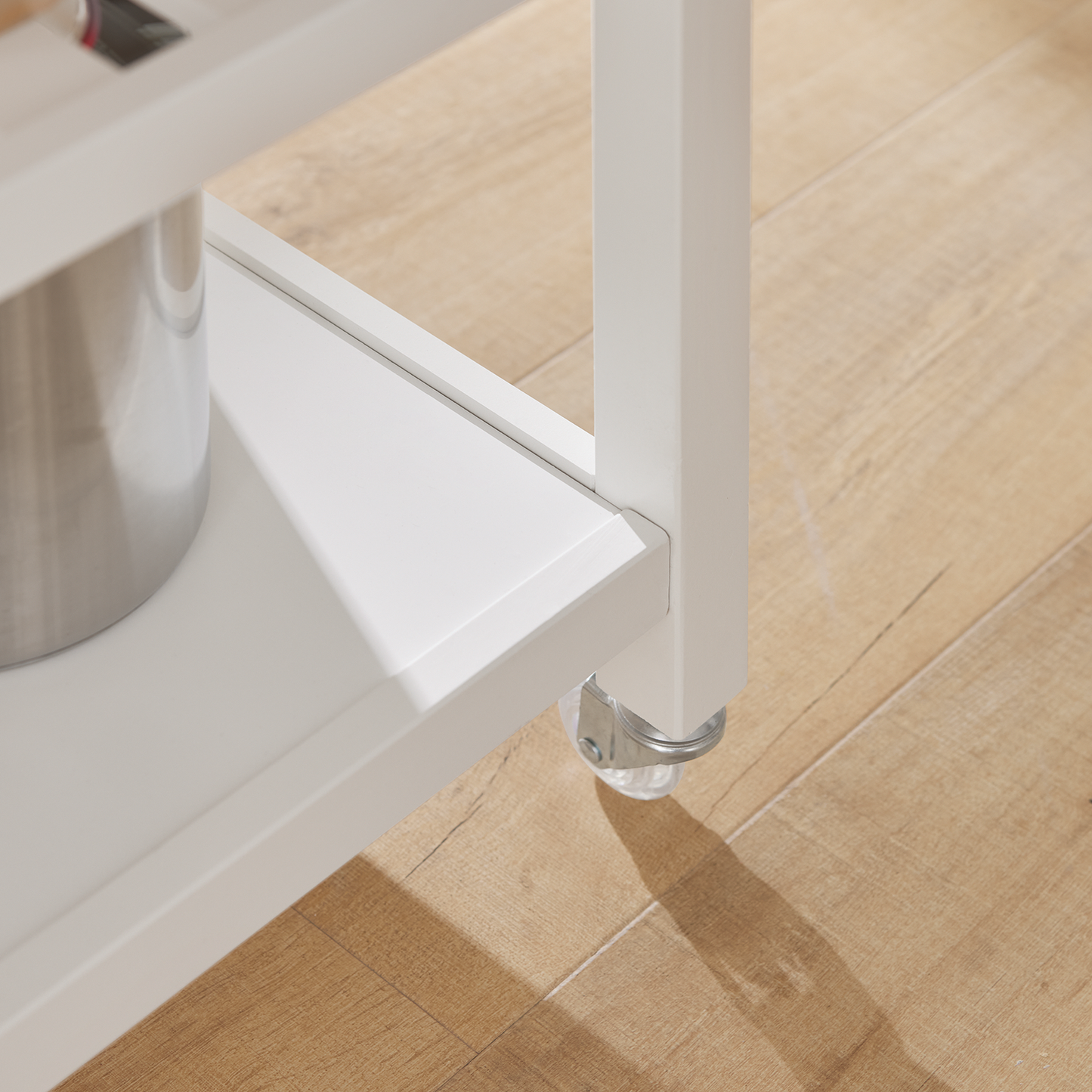 SoBuy FKW47-W, chariot de service et de rangement de cuisine blanc avec plan de travail en acier inoxydable, L 100 x P 45 x H 92 cm