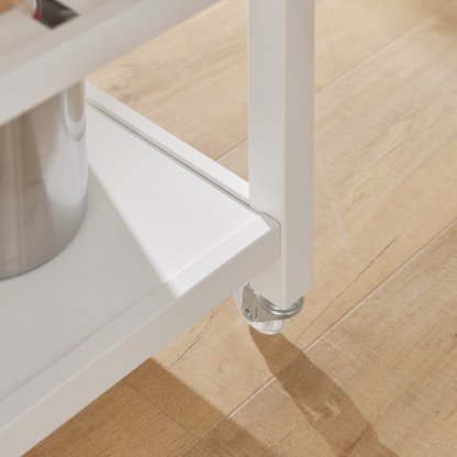 SoBuy FKW47-W, chariot de service et de rangement de cuisine blanc avec plan de travail en acier inoxydable, L 100 x P 45 x H 92 cm